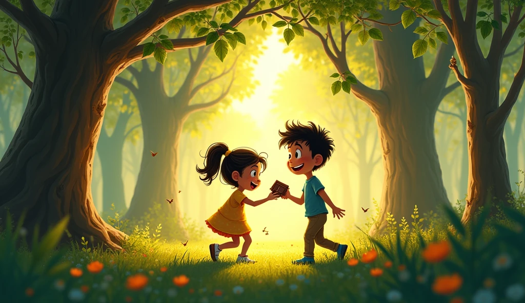 Two sisters are playing in the forest A man named Ahmed Khan attracted a girl by giving her chocolate