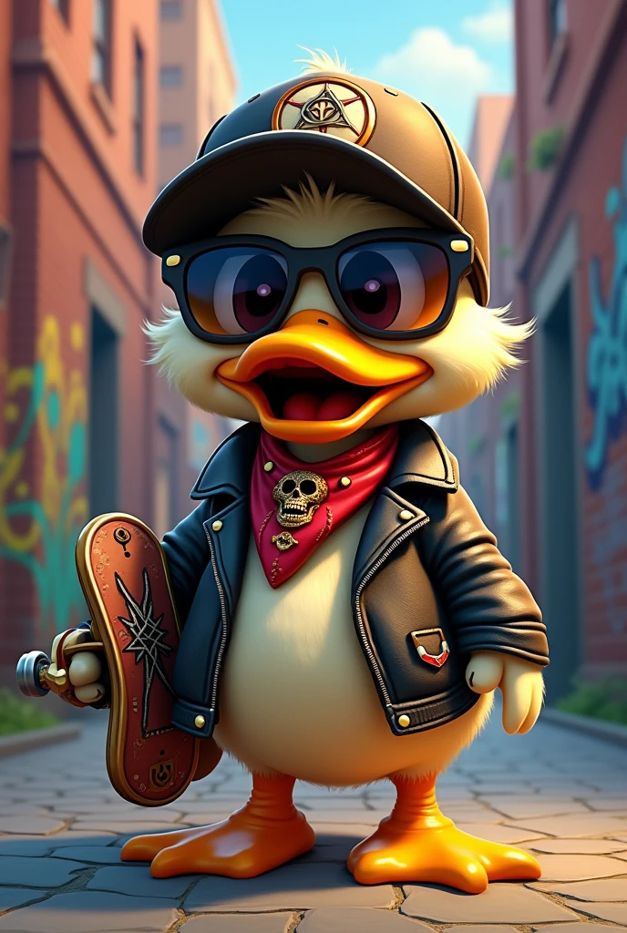 Cute duck,darkside,skull,cartoon,baseball brat,street,gold,mystic 
Touch,leather jacket,Baseball Cap,sunglasses,grafitti,scateboard,bandana