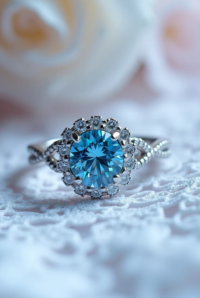 Image of a blue diamond engagement ring 