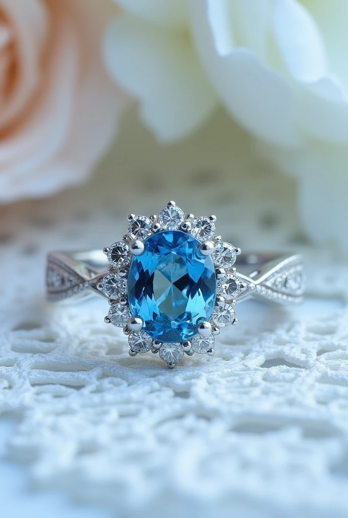 Image of a blue diamond engagement ring