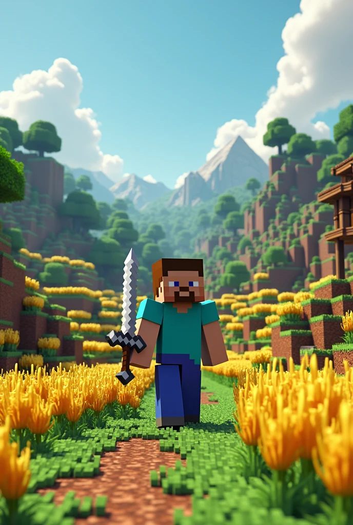 Minecraft whit a sword of iron on a farm minecraft graphics whit more iron