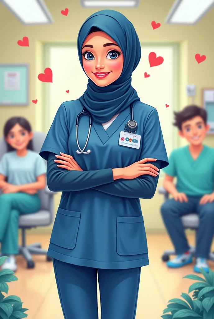 navy luv muslimah nurse cartoon