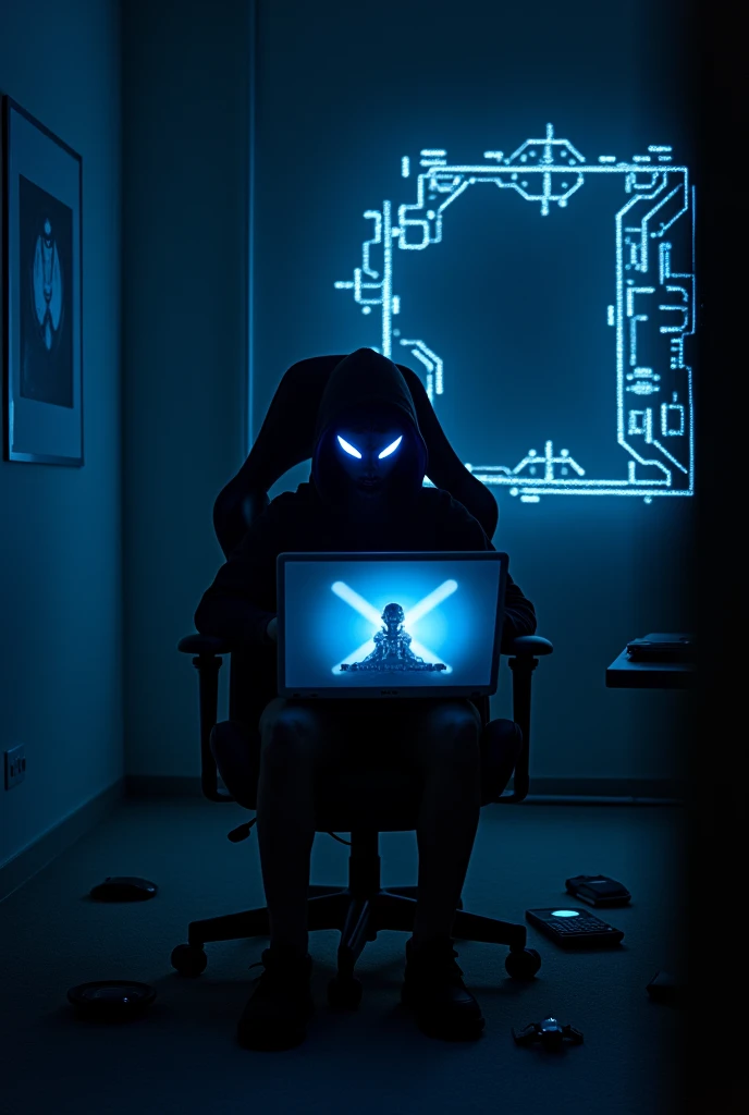 VLORD on the laptop screen with a sitting down.