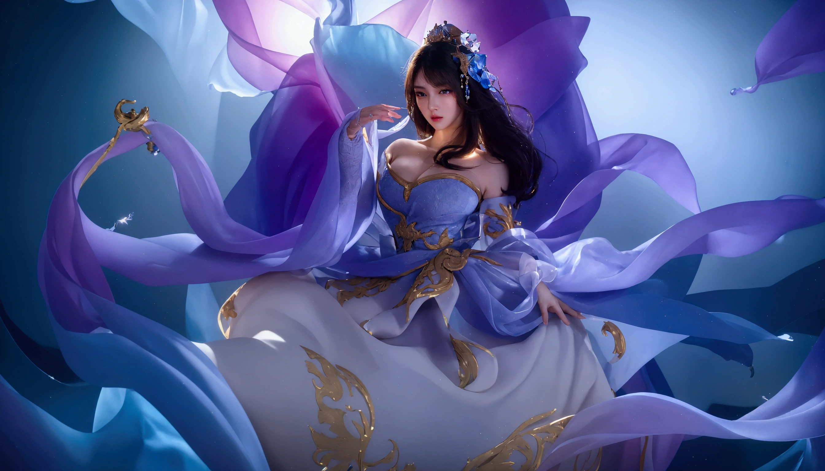 ((Best quality, 8k, Masterpiece :1.3)), upper bod y, Sharp focus :1.2, Beautiful woman with perfe ct figure, Highly detailed facial and skin textur e, Detailed eyes, Double eyelids, Interior view, f erpect lighting, Glowing skin,