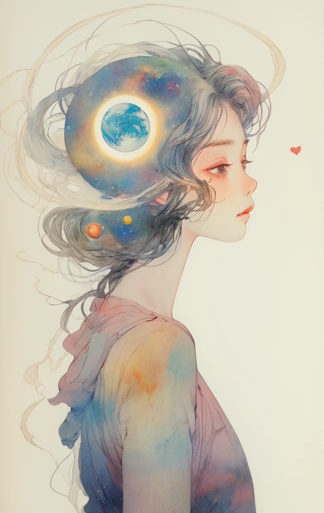 planets are born to fall in love, 天体はみんN孤独だ、Seize the dream、終わりのNい、Looking up at the sky with the naked eye、no human, strange head, a girl with 、color々N、head,