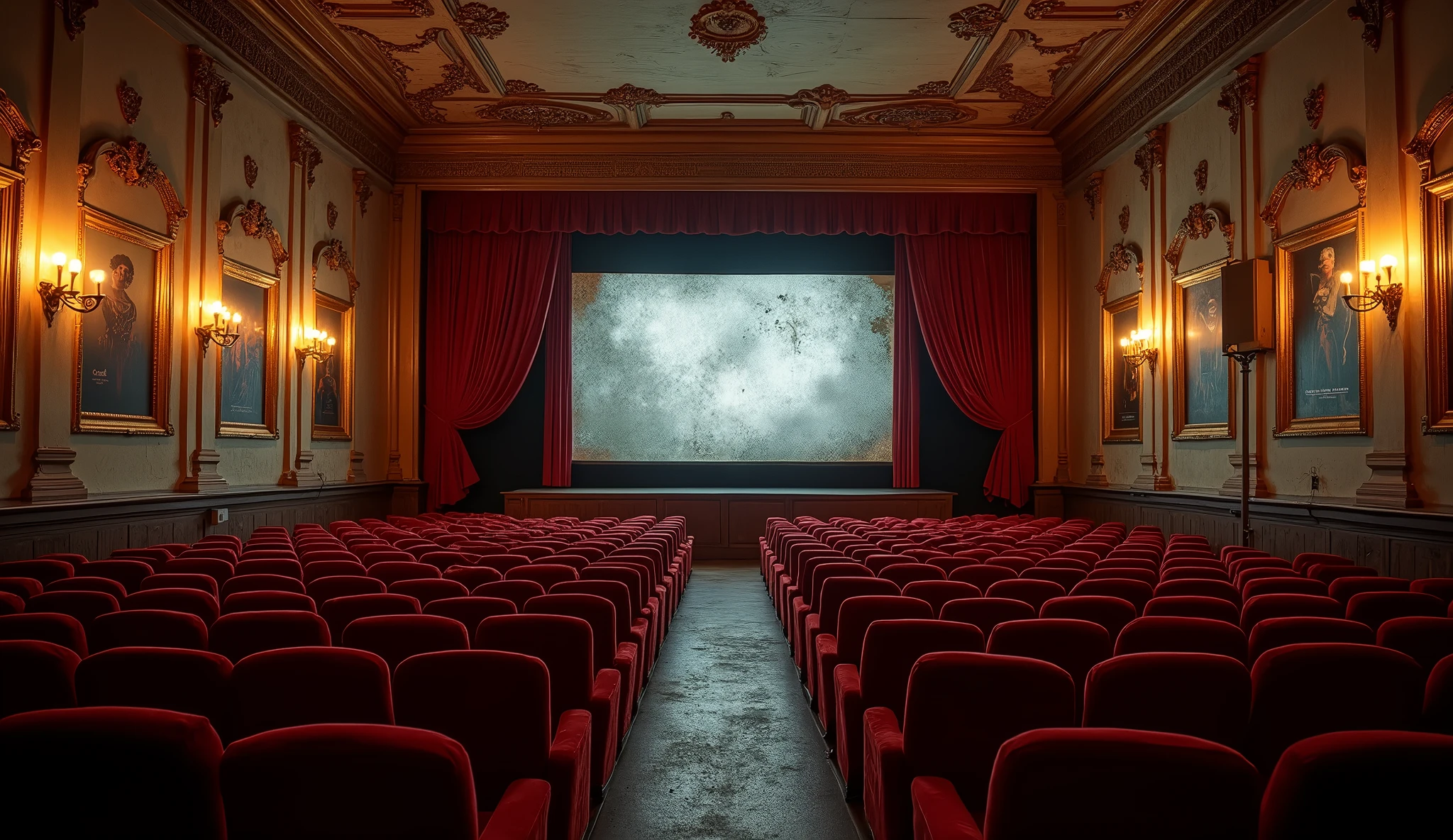Old cinema、The screen is in the middle、