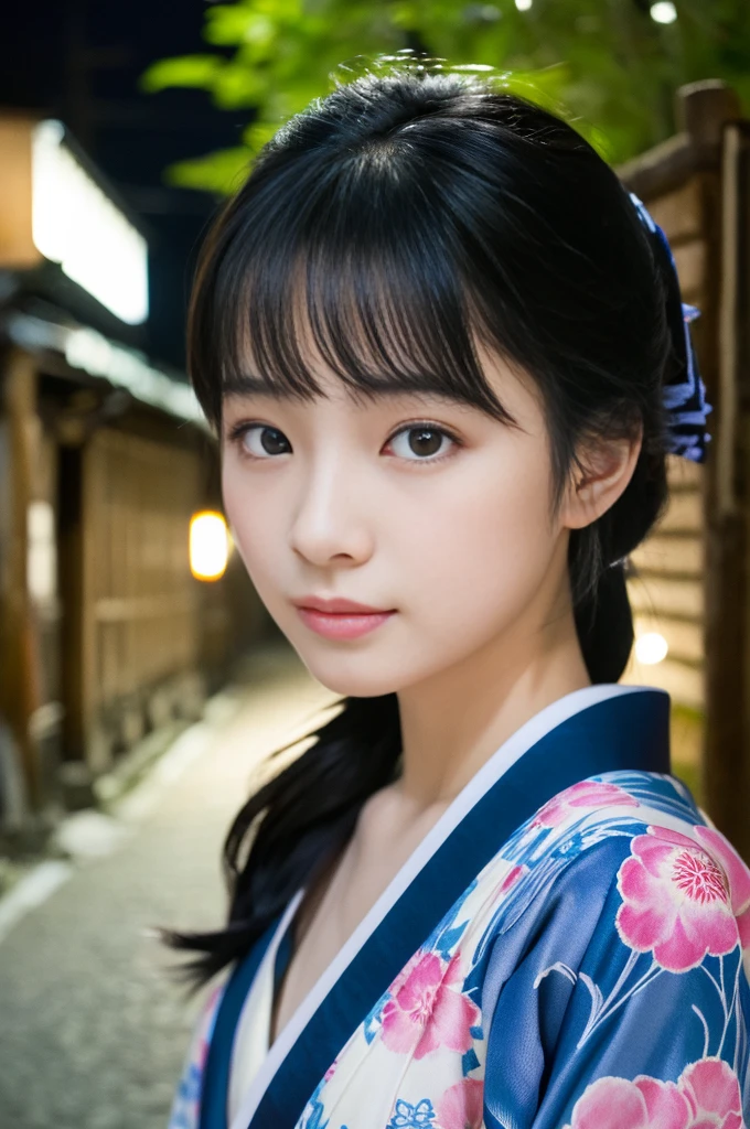 (kimono)、(((Highest quality、masterpiece、Very detailedな画像,Very high resolution))),(Realistic:1.5,RAW shooting,)超Realisticなキャプチャ,Very detailed,Human skin reproduction with 16K resolution、The skin texture is natural、Beautiful Skin、Beautiful colors.、Use natural light and color、1 adult female:24-years-old、Japanese、Beautiful woman、Beautiful black hair、(chromatic aberration) 、Overview lighting、Natural Shading)、(Kyoto、at night、Outdoor lighting)、(It's snowing:1.2)、(Hair swaying in the wind:1.2)、(Reflective Snow:1.2)