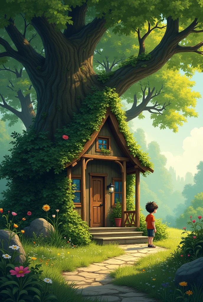 A boy that's house is covered four sides with forests & he live with peace