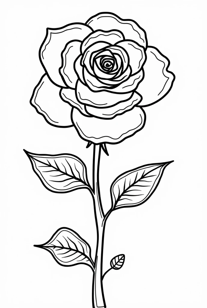 /imagine coloring book for kids,rose flower, thick lines, very low detail