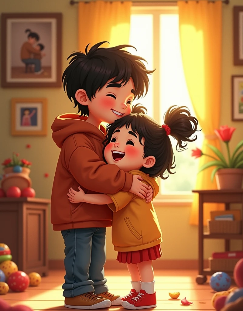Poto Ayu Tintin is being affectionate with her older brother.