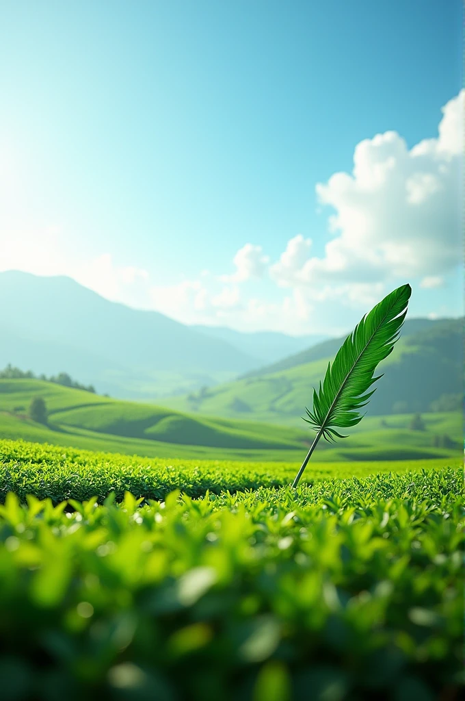 A beautiful tea estate background a symbol for election campaign feather 