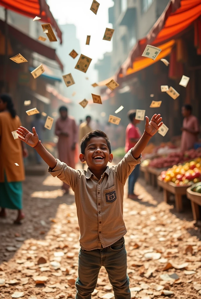 Ek baccha Jo paise luta Raha aur kah Raha hai Paisa hi paisa