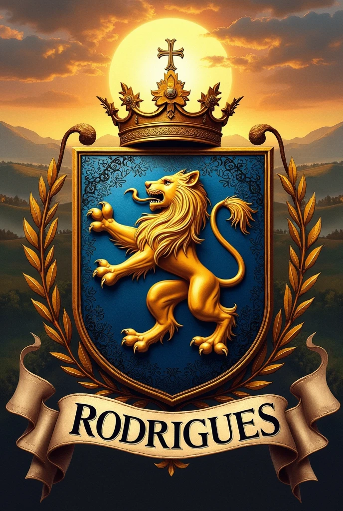A coat of arms with the surname Rodrigues