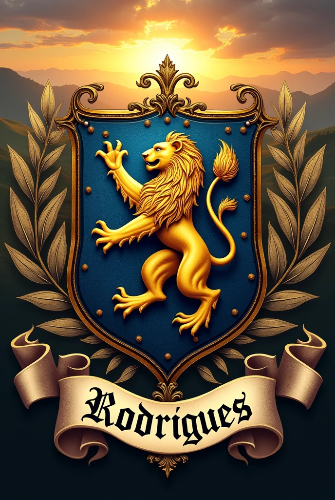A coat of arms with the surname Rodrigues