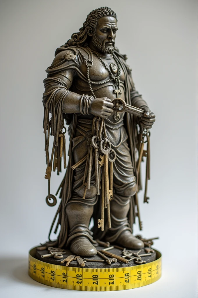 Create a statue with a bunch of keys and a tape measure