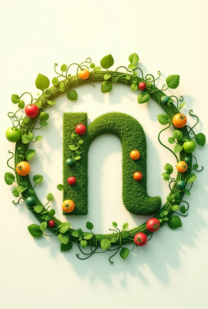 The stylized "n" made up of interconnected seeds can be redesigned to feature leaves or vines, symbolizing growth, nourishment, and abundance. The seeds can be replaced with small, stylized icons representing various fruits or vegetables, emphasizing the importance of sustainable agriculture. The circular pattern will remain, conveying unity and wholeness.