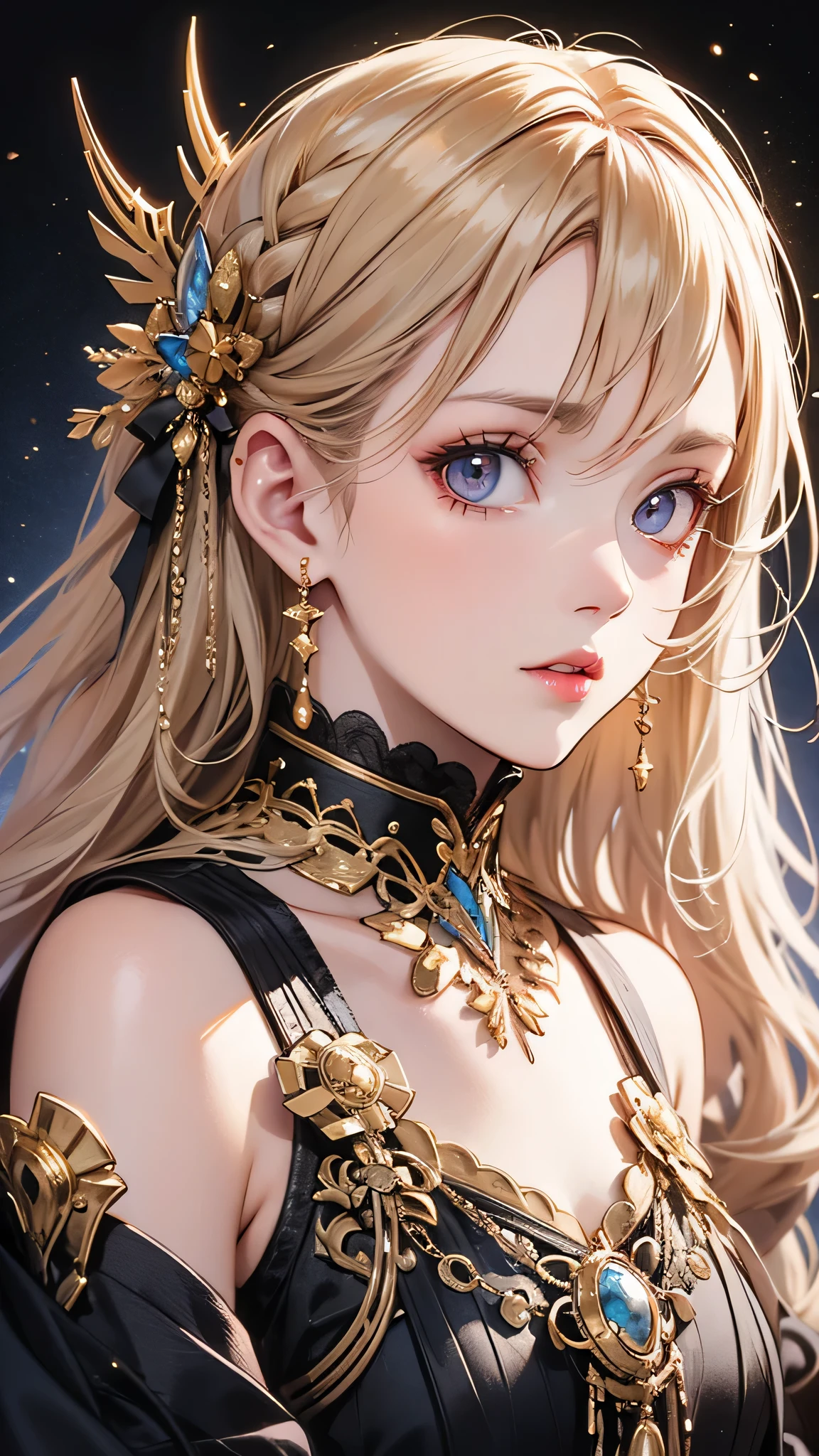 Close-up of a woman with long blonde hair holding a mobile phone, magali villeneuveに触発されて, fantasy art portraits, Fantasy Portrait art, detailed matte Fantasy Portrait, Alice x. open, Fantasy Portrait, epic fantasy art portraits, beautiful fantasy art portraits, magali villeneuve, グラフィックアーティスト magali villeneuve, fantasy genre portrait, Epic fantasy digital art style