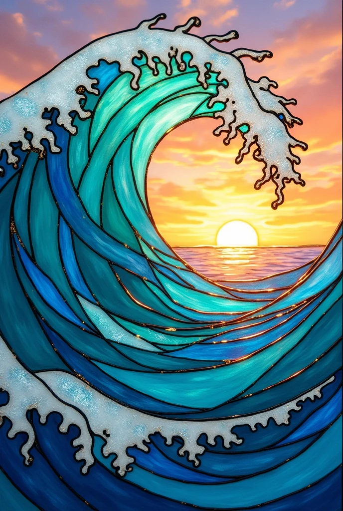 ocean waves stained glass make it ethereal