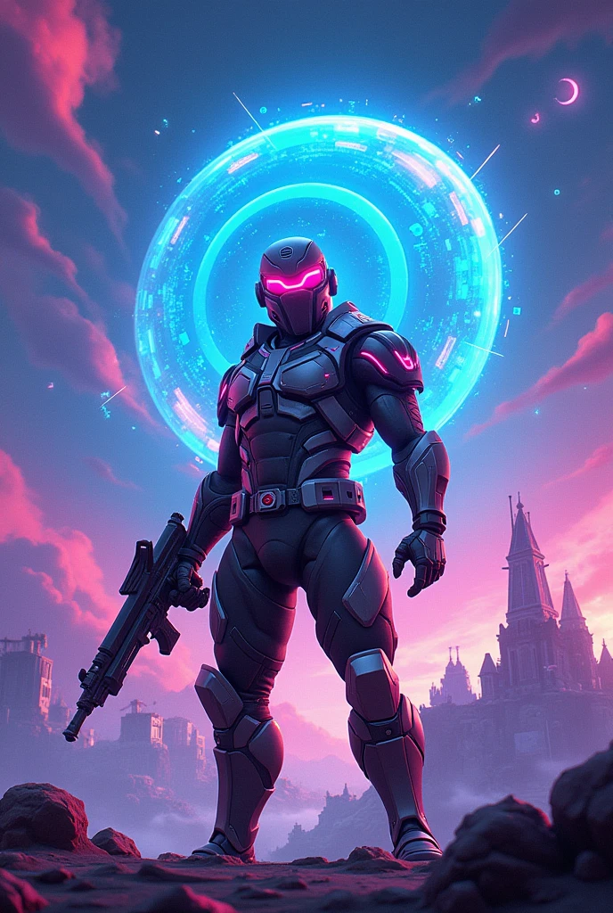 Make a cover with the name Quantum Fortnite for a YouTube channel

