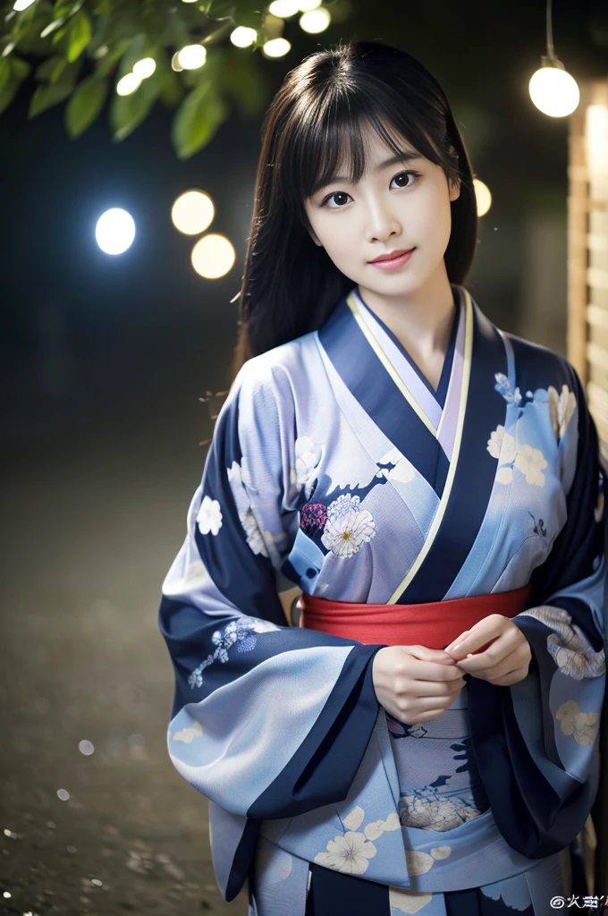 (kimono)、(masterpiece:1.3,Ultra-high resolution,),(Very detailedな,Caustics),(Realistic:1.4,RAW shooting,)超Realisticなキャプチャ,Very detailed,High-resolution 16K to reproduce human skin、The skin texture is natural、Beautiful Skin、The color is also uniform..、Use natural light and color、1 adult female、Japanese、Beautiful woman、Black medium hair、(chromatic aberration) 、Overview lighting、Natural Shading、)、(Night outdoor lighting:1.3)、(It's snowing:1.2)、(Hair swaying in the wind:1.2)、(Reflective Snow:1.2)