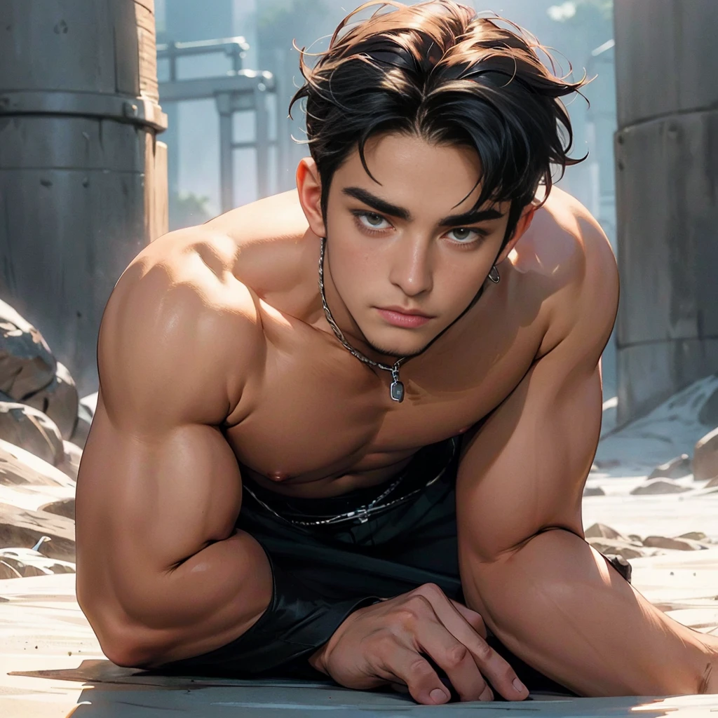 top-quality、masterpiece、超A high resolution、(realisitic:1.4)、Detailed face、solo、1human male、Dark hair、glistning skin、dense skin、(asian human)、architectural、(absurderes、hight resolution、ultra-detailliert)、、1 male、Adults、(a 25-year-old man)、a handsome、tall muscular man、broad shoulder、extra very short hair、angular jaws、thick neck、thick eyebrow、extra very short hair、A dark-haired、fine eyes and detailed face、 Highly detailed CG Unity 8K wallpapers、intricate-detail、(Style Swirl Magic:0.7)、looking at the spectator、solo、(full body Esbian:0.6)、Detailed background、A detailed face、dynamicposes、、dynamic compositions、 big muscle、a handsome、 ((masutepiece:1.4, Best Quality)), ((masutepiece, Best Quality)), (photographrealistic:1.4)、(((Sorcerer)))、grin, Surfing,、a smirk、Sunny and cloudy sky、fantasy Library Background:1.2), Photorealistic、cana、magic circles , (stiff nipples , long hard nipples) , topless , nude , naked , (((all fours))) , nsfw , eroticism , frontal view