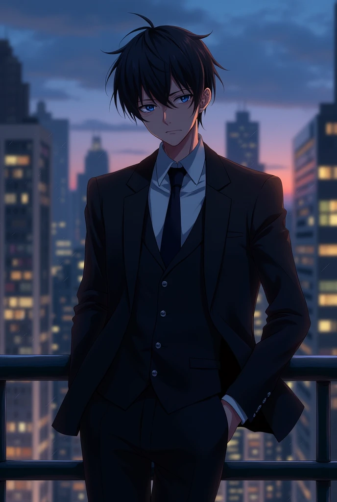 Toji Fushiguro, an anime character, wearing business attire.