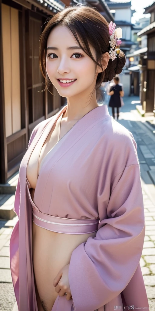 Professional Lighting,(Photorealistic:1.4), (Top image quality:1.0), (超High resolution:1.0), 8k, Raw photography, (Facing the children_v1:0.5)、(最高quality Detail:1.2)、Realistic、8k UHD、High resolution、(1 person:1.2)、超detailedな、High quality textures、複雑なdetailed、detailed、Very detailed CG、High quality shadows、detailed 美しく繊細な顔、Beautiful details and a delicate eye、(Symmetrical eyes:1.2),Written boundary depth、Ray Tracing,1 person, Japanese, (Natural smile:1.4),cute, thin, Portrait of beautiful Japan woman, Standing elegantly on a street corner in Kyoto. Kimono with vibrant traditional patterns, Hair decorated with elegant and delicate hairpins, Gentle expression. (With the old streets of Kyoto in the background:1.4)、The soft light of a spring afternoon、Adding tranquility to the scene. Rendered in a Realistic style with great attention to detail, High resolutionの画像.Sky Porn, Magic Hour, (Realistic:1.3), finely, quality, (Realistic:1.2), (最高quality), (複雑なdetailed), dramatic, Ray Tracing, photograph, （nude:1.4）、非常にdetailedで美しい顔,nude1:4、１People Girls、belly button、(No makeup:1.4)、No makeup、pubic hair、pubic hair、pubic hair、Young、Young、Young、(No makeup:1.4)、No makeup、pubic hair、pubic hair、pubic hair、Young、Young