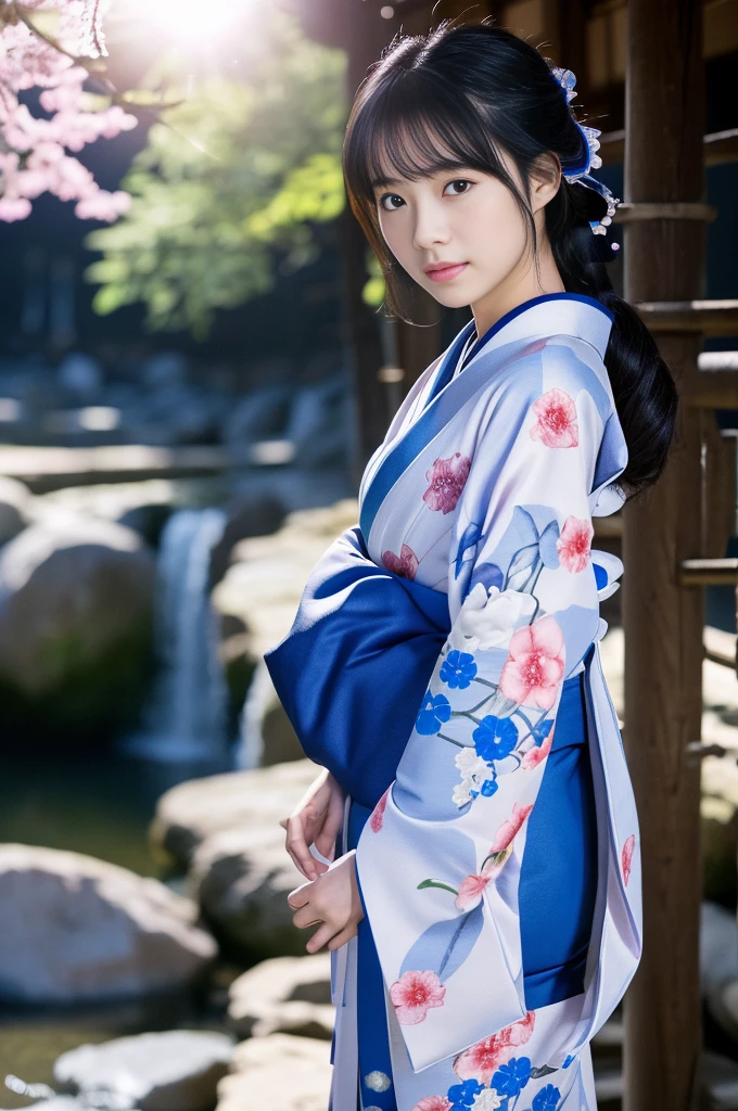 (kimono)、(((Highest quality、masterpiece、Very detailedな画像,Very high resolution))),(Realistic:1.5,RAW shooting,)超Realisticなキャプチャ,Very detailed,Human skin reproduction with 16K resolution、The skin texture is natural、Beautiful Skin、Beautiful colors.、Use natural light and color、1 adult female:24-years-old、Japanese、Beautiful woman、Beautiful black hair、Overall image、Whole body、(chromatic aberration) 、Overview lighting、Natural Shading)、(Kyoto、at night、Outdoor lighting)、(It&#39;s snowing:1.2)、(Hair swaying in the wind:1.2)、(Reflective Snow:1.2)