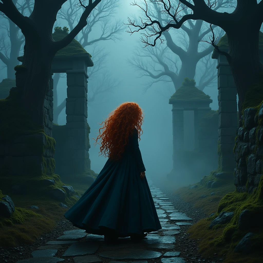 Merida DVD screengrab, from 1982, dark fantasy film « excalibur » dans le cadre le plus déprimant et shadowy, shadowy, d&#39;another world,