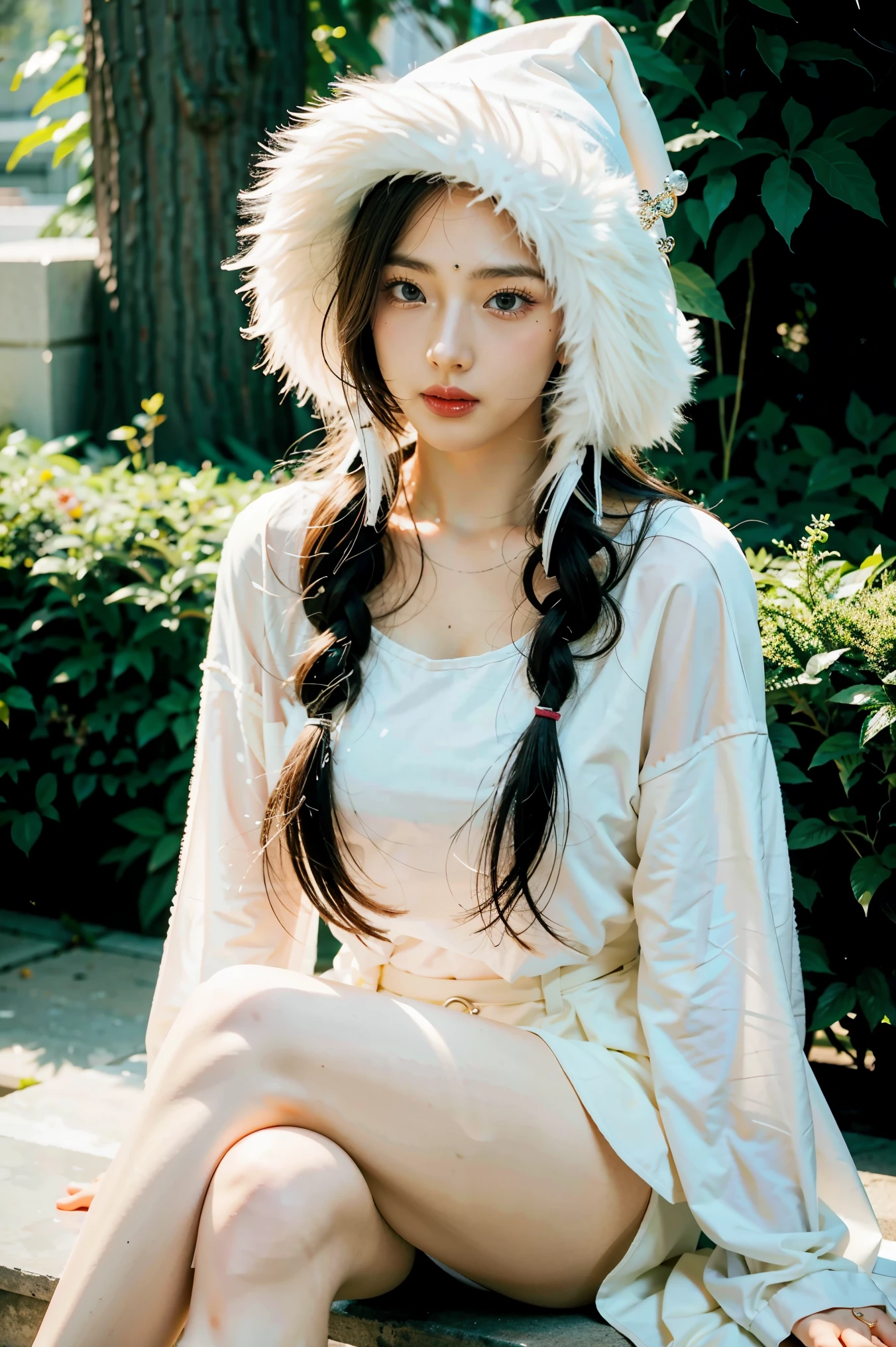1girl, mature female, masterpiece, mistress, goddess,white witch hat,sitting