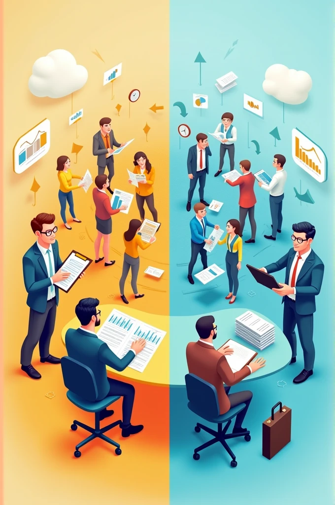 A cartoon image stating differences between internal and external auditor