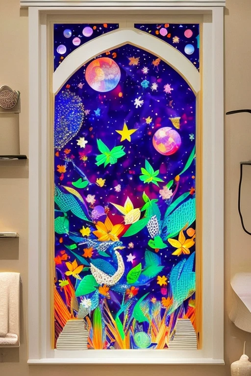 (ultra detailed, absolutely resolution, best quality:1.3), the entire image shows glass with fine cracks, and the cracks create prism effect that causes the glass to reflect light in iridescent way, it becomes like stained glass, fusion of watercolors and oil paintings, fusion of paper cutting and shadow puppetry, mix of Japanese painting, ukiyo-e and woodblock prints, mix of monochrome and color, conceptual installation art, 2.5D, delicate and dynamic, artistic, hyper, graphic CG digital art