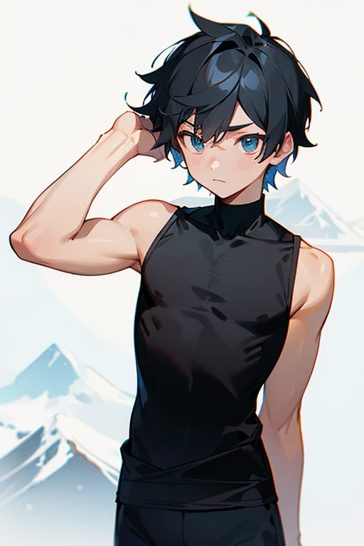 Snow mountain tight Black tank top for elementary school boys