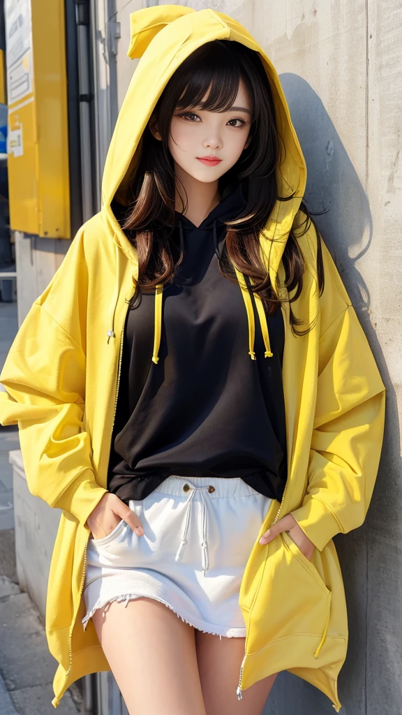 remove long piece of yellow hoodie cloth