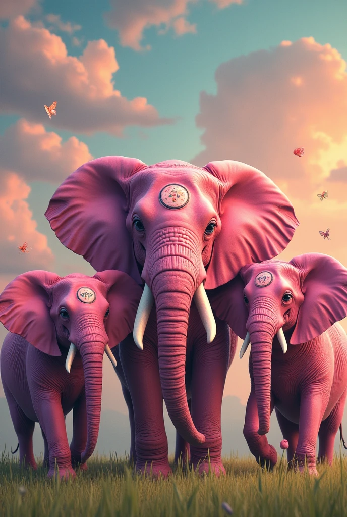 Many pink Elephants holding compass and NPP name tag
