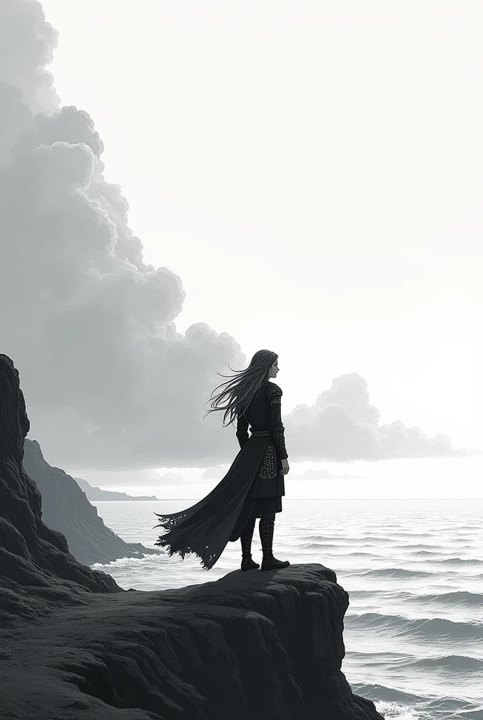 Generate a image of manga like relaxing peaceful aura vinland saga like images high contrasting black and white