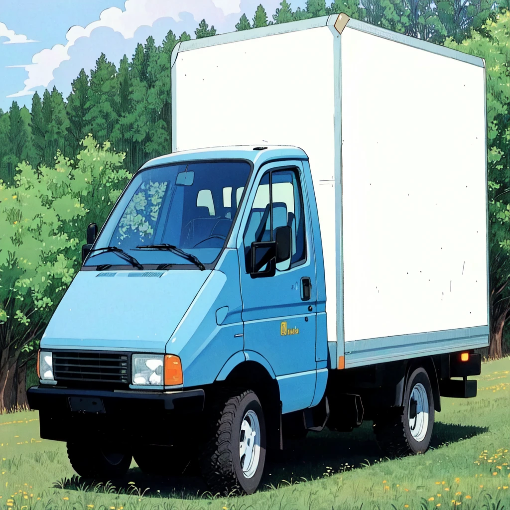 The Arafede truck is parked in a field with trees in the background., 1 9 9 6, 1996, 1 9 9 4, 1994, 1 9 9 0, 1990, 1 9 9 2, 1 9 9 5, 1992, 1995, 1997, 1 9 9 7