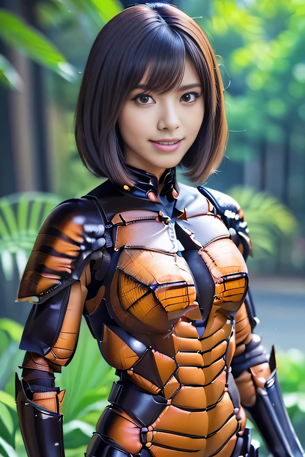 (high resolution,masterpiece,best quality,extremely detailed CG, anime, official art:1.4), realistic, photo, amazing fine details, all intricate, gloss and shiny,awesome many layers, 8k wall paper, 3d, sketch, kawaii, illustration,( solo:1.4), perfect female proportion,villainess, (fusion of dark brown cockroach and lady:1.4), (brown cockroach form lady:1.2), (brown cockroach lady:1.2), (fusion:1.2), (solo:1.4), (evil smile:1.2), muscular, abs, (cockroach brown exoskeleton bio insect suit:1.4), (cockroach brown exoskeleton bio insect armor:1.2), (brown transparency cockroach wing:1.4), (brown cockroach antennae:1.3),