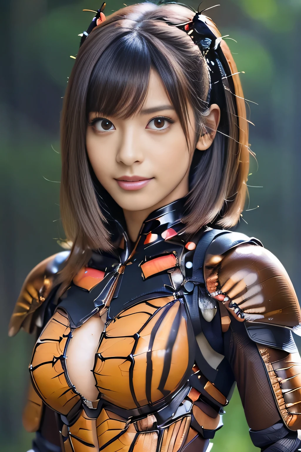 (high resolution,masterpiece,best quality,extremely detailed CG, anime, official art:1.4), realistic, photo, amazing fine details, all intricate, gloss and shiny,awesome many layers, 8k wall paper, 3d, sketch, kawaii, illustration,( solo:1.4), perfect female proportion,villainess, (fusion of dark brown cockroach and lady:1.4), (brown cockroach form lady:1.2), (brown cockroach lady:1.2), (fusion:1.2), (solo:1.4), (evil smile:1.2), muscular, abs, (cockroach brown exoskeleton bio insect suit:1.4), (cockroach brown exoskeleton bio insect armor:1.2), (brown transparency cockroach wing:1.4), (brown cockroach antennae:1.3),