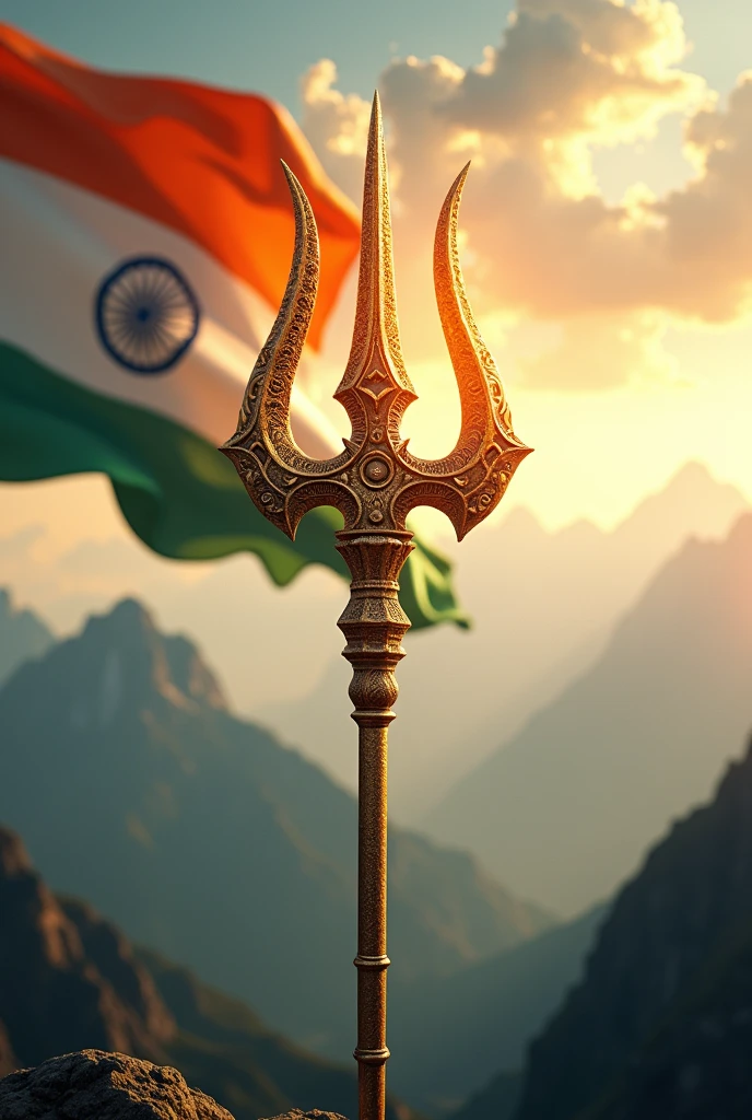 Indian flag with trishul of lord shiv