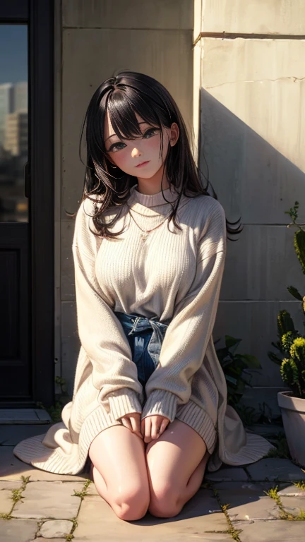 (8K, Photorealsitic, RAW photography, top-quality: 1.3),
(((1 girl captured by criminal))), ((wrists tied with ropes behind the back:1.3)),
rich detail, perfect image quality, beautiful face, perfect beautiful face, Fallen face,shy,
Dark brawn messy hair, long hair, Dark blue eyes,
casual clothes, off shoulder, knitted sweater
looking at viewer, cowboy shots,
((( spread legs))), After Cum Inside,