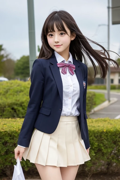 cute､high school girl､uniform､blazer､mini skirt､See-through､Fluttering in the wind