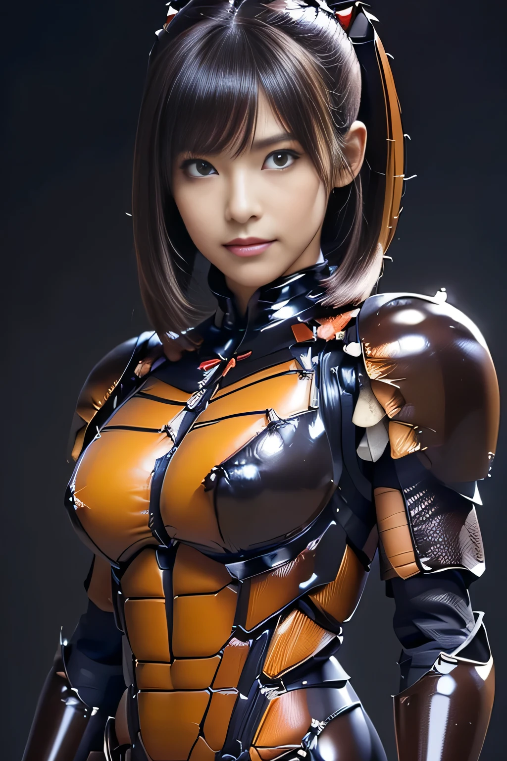 (high resolution,masterpiece,best quality,extremely detailed CG, anime, official art:1.4), realistic, photo, amazing fine details, all intricate, gloss and shiny,awesome many layers, 8k wall paper, 3d, sketch, kawaii, illustration,( solo:1.4), perfect female proportion,villainess, (fusion of dark brown cockroach and lady:1.4), (brown cockroach form lady:1.2), (brown cockroach lady:1.2), (fusion:1.2), (solo:1.4), (evil smile:1.2), muscular, abs, (cockroach brown exoskeleton bio insect suit:1.4), (cockroach brown exoskeleton bio insect armor:1.2), (brown transparency cockroach wing:1.4), (brown cockroach antennae:1.3),
