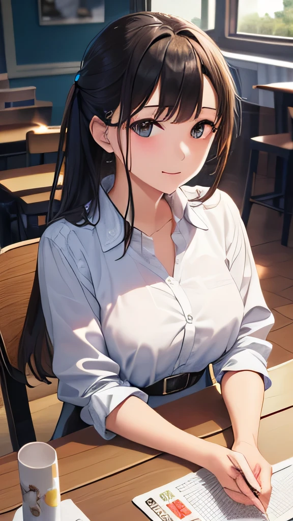 ((Tabletop, Highest quality, High resolution, Pixel Perfect,  4K, ))), one person&#39;s, single, alone, beauty、The whole body is visible、 ((Medium Wavy Hair, bangs, Brown Hair)), ((Brown eyes, Beautiful eyelashes, Realistic eyes)), ((Detailed face, blush:1.2)), ((Smooth texture:0.75, Realistic texture:0.65, Realistic:1.1, Anime CG style)), Mid-chest, Dynamic Angle, Perfect body,  ((Red bow tie, school uniform, Black jacket, Open jacket, Brown cardigan, White shirt, Black Skirt, Check skirt)), City Stairs、Looking up from the bottom of the stairs、Very embarrassing panic smile, Sit on the stairs、Spread your legs、Open both knees、(No underwear)、((Pussy juice))