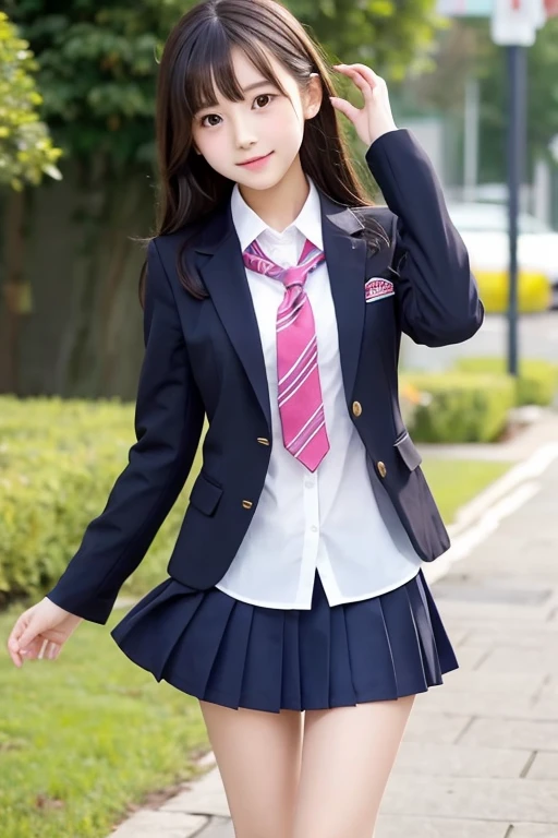 cute、high school girl、uniform、blazer、mini skirt、See-through、Fluttering in the wind
