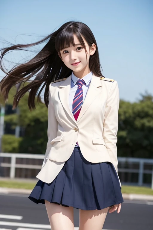 cute、high school girl、uniform、blazer、mini skirt、See-through、Fluttering in the wind