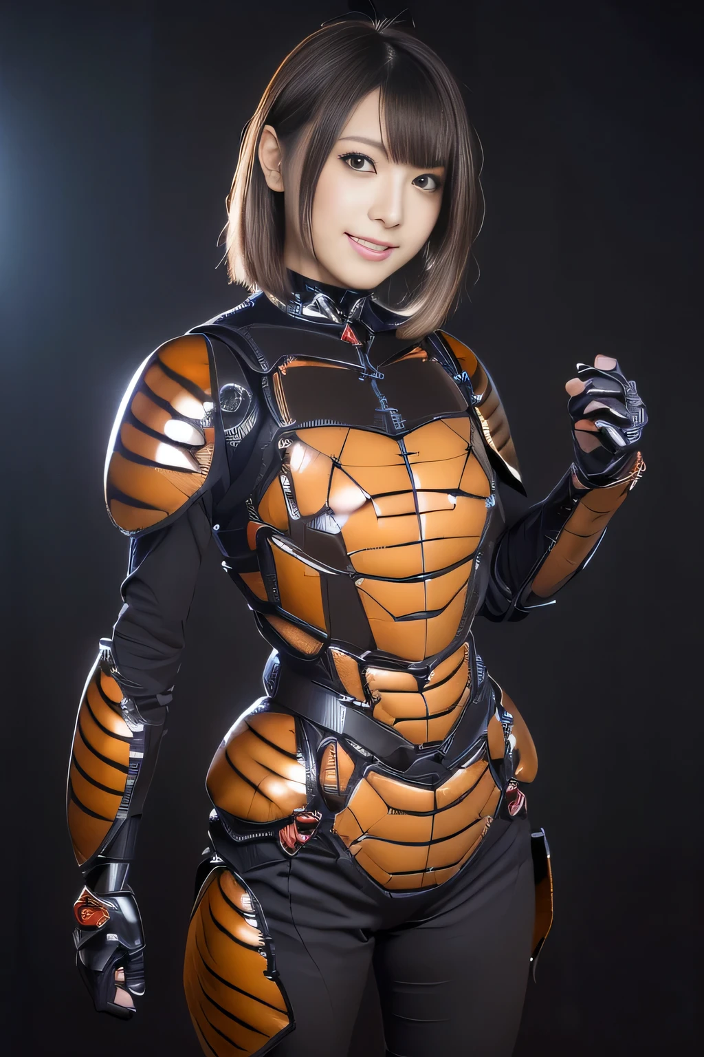 (high resolution,masterpiece,best quality,extremely detailed CG, anime, official art:1.4), realistic, photo, amazing fine details, all intricate, gloss and shiny,awesome many layers, 8k wall paper, 3d, sketch, kawaii, illustration,( solo:1.4), perfect female proportion,villainess, (fusion of dark brown cockroach and lady:1.4), (brown cockroach form lady:1.2), (brown cockroach lady:1.2), (fusion:1.2), (solo:1.4), (evil smile:1.2), muscular, abs, (cockroach brown exoskeleton bio insect suit:1.4), (cockroach brown exoskeleton bio insect armor:1.2), (brown transparency cockroach wing:1.4), (brown cockroach antennae:1.3),