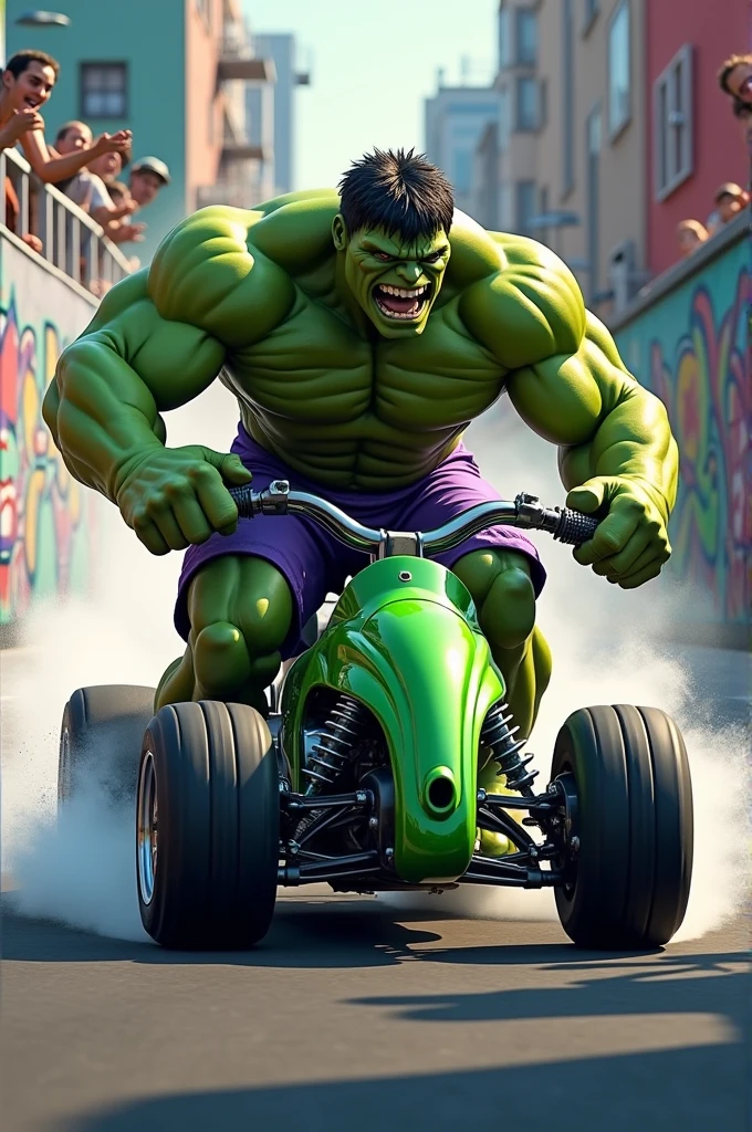 crie pra mim o hulk em um drift trike