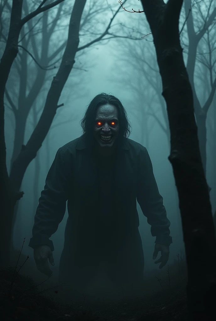 「Hey、You're sexy。Let me gash。」They threaten、A suspicious man with a large face and large, bloodshot eyes(male)
A dark fog covers the forest. It's very dense and scary.
