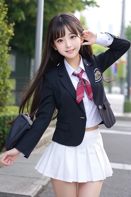 cute、high school girl、uniform、blazer、mini skirt、See-through、Fluttering in the wind